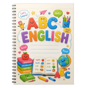Cuaderno Aprendizaje de inglés ABC para niños lindos y colo