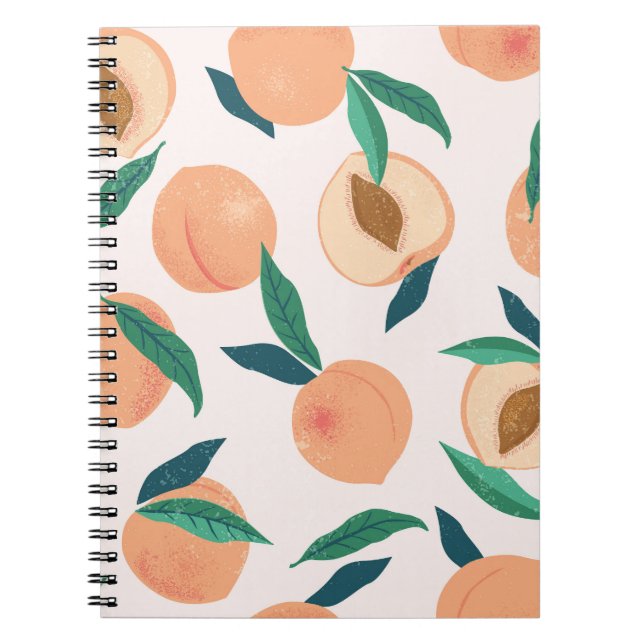Cuaderno Apricot De Peach: Patrón Tropical Sin Marea. (Frente)