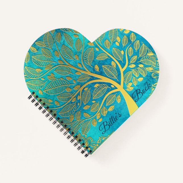 Cuaderno Aprón azul turquesa y árbol de oro (Anverso)