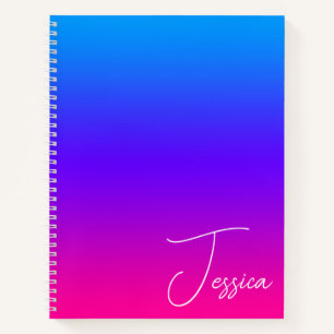 Cuaderno Aqua Azul Violeta Púrpura y Rosa Caliente Ombre