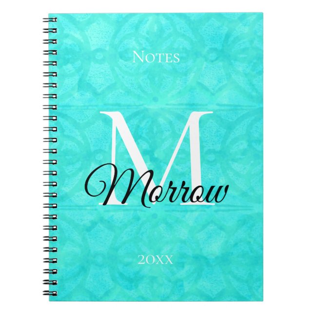 Cuaderno Aqua Blue Batik Name and Year (Frente)
