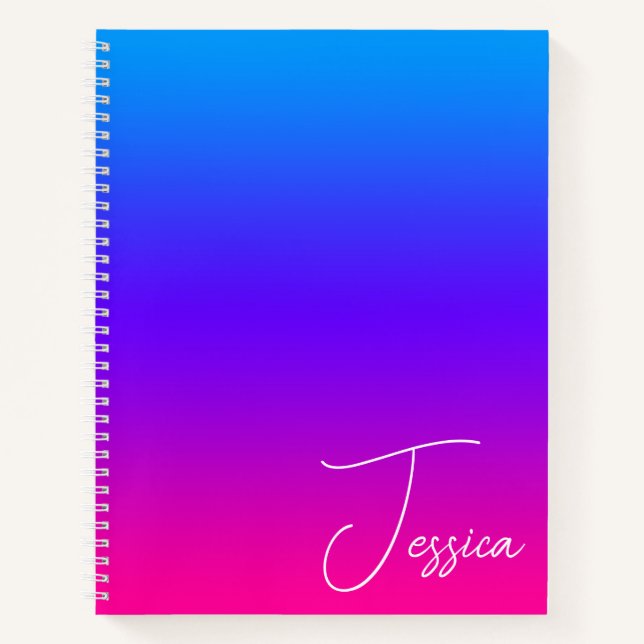 Cuaderno Aqua Blue Violet Purple and Hot Pink Ombre (Anverso)
