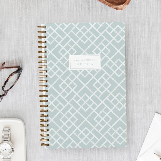 Cuaderno Aqua | Coastal Bamboo Trellis Personalized (Subido por el creador)
