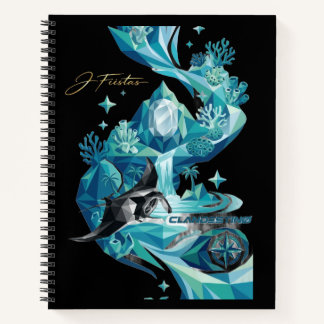 Cuaderno “Aqua Elegance – Manta Ray Luxury Black Notebook”