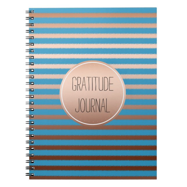 Cuaderno Aqua Gold Bronze Stripes Ombre Gratitud (Frente)