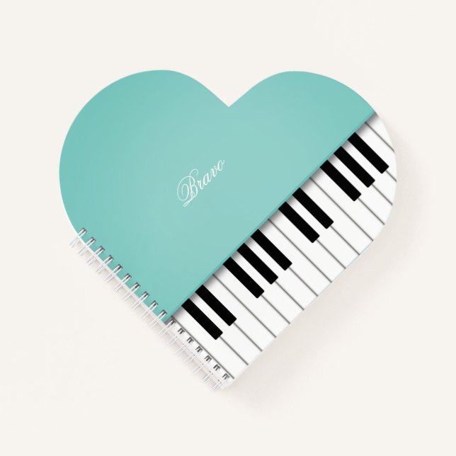 Cuaderno Aqua Grand Piano Music Keyboard Personalizado (Anverso)