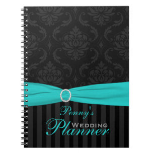 Cuaderno Aqua, Gris, Damask Negro a rayas