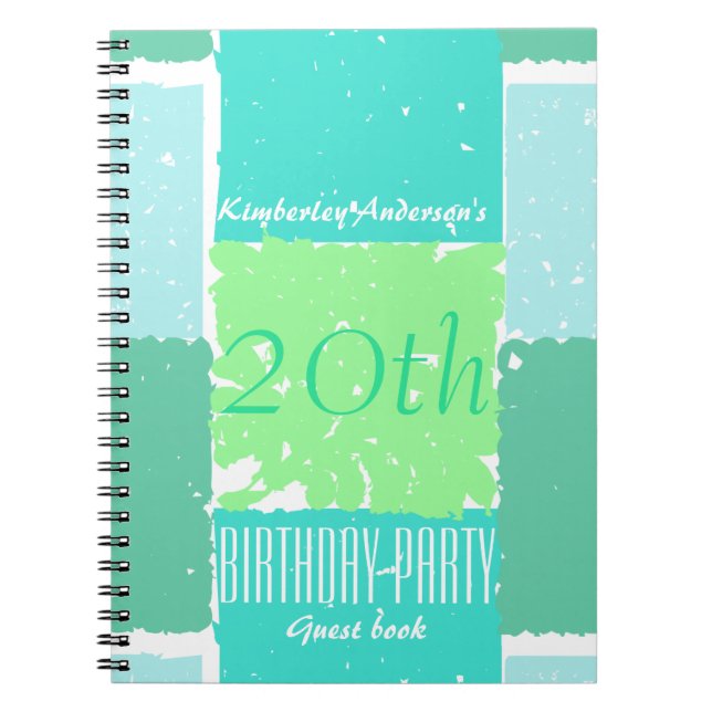 Cuaderno Aqua Mint Green Colors 20th cumpleaños Guest Book (Frente)