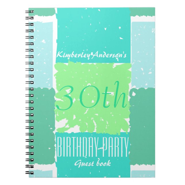 Cuaderno Aqua Mint Green Colors 30th cumpleaños Guest Book (Frente)