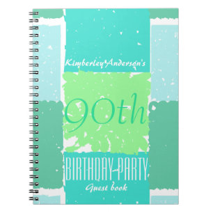 Cuaderno Aqua Mint Green Colors 90th cumpleaños Guest Book