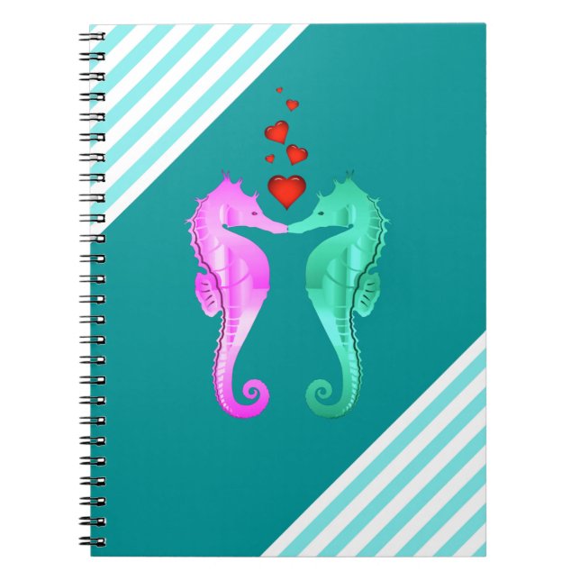 Cuaderno Aqua náutica/caballitos de mar/rosa no se besan co (Frente)