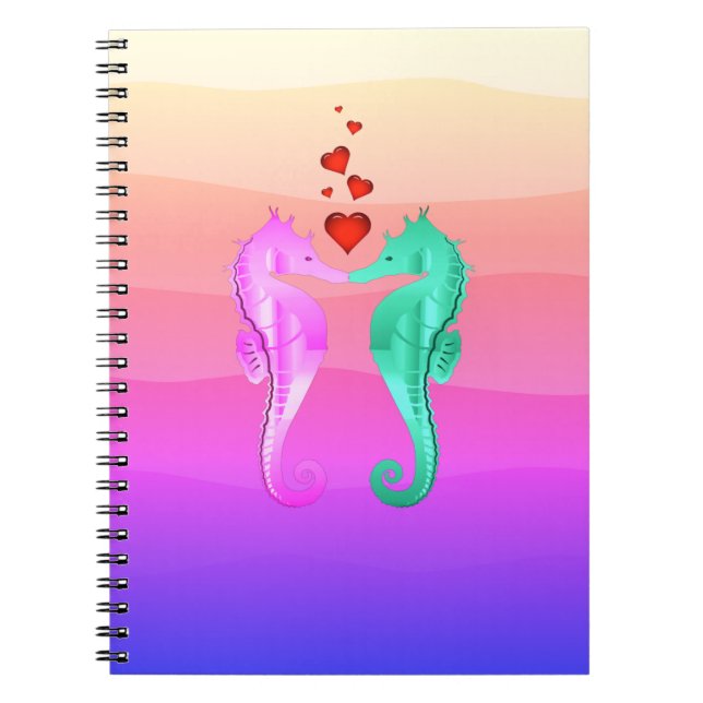 Cuaderno Aqua náutica/caballitos de mar/rosa no se besan co (Frente)