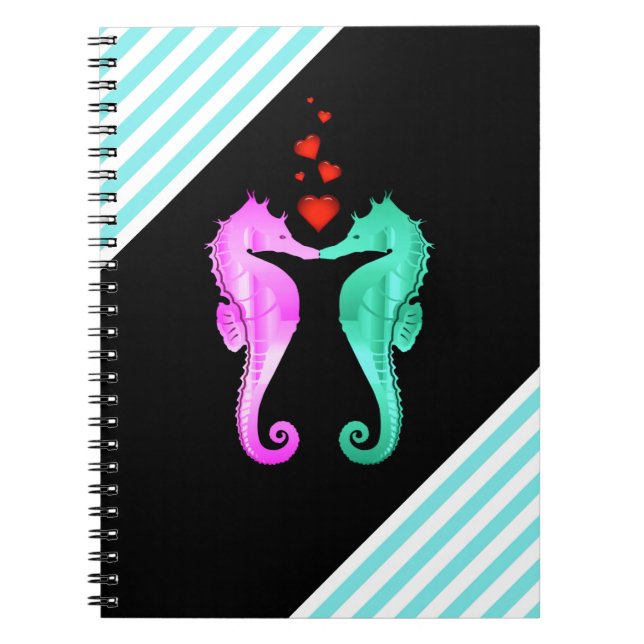 Cuaderno Aqua náutica/caballitos de mar/rosa no se besan co (Frente)