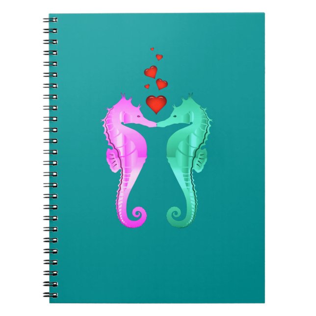 Cuaderno Aqua náutica/caballitos de mar/rosa no se besan co (Frente)