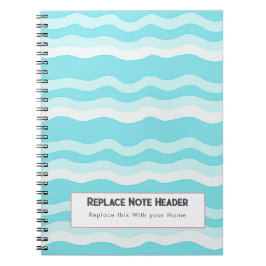 Cuaderno Aqua Personalizada y Patrón de Olas Blanco