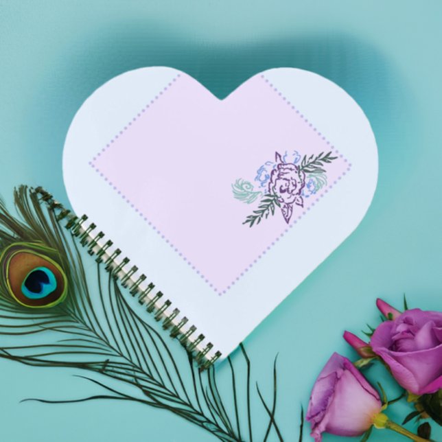 Cuaderno Aqua Rosa Heart (Aqua Rose Heart Notebook Front)