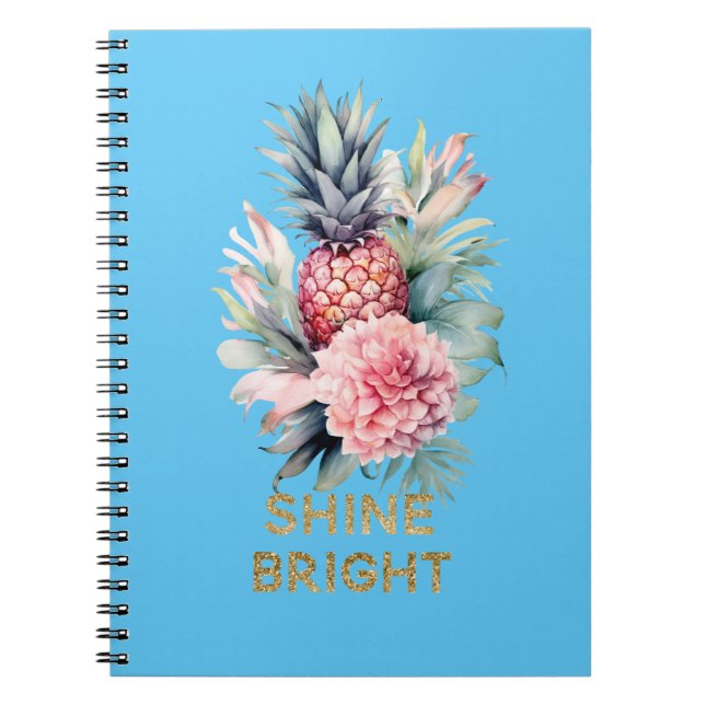 Cuaderno Aqua Tropical Gold Purpurina Shine Pineapple (Frente)