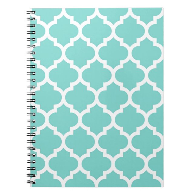 Cuaderno Aqua turquesa que patrón de quatrefoil marroquí #5 (Frente)