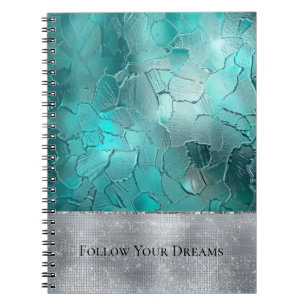 Cuaderno Aqua Verde Azulada Plateado Glam