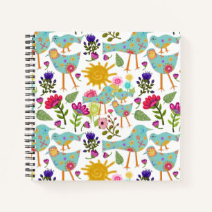 Cuaderno Aqua Whimsical Birds and Flowes Sunny Day