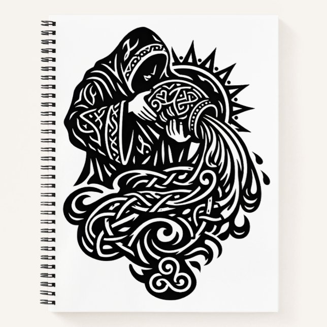 Cuaderno Aquarius Water‑Bearer — Celtic Knotwork Zodiac (Anverso)