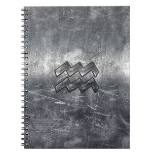 Cuaderno Aquarius Zodiac estilo de acero plateado perturbad