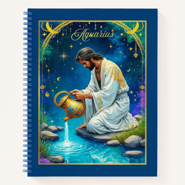 Cuaderno Aquarius Zodiac Sign Under a Starry Sky Journal  (Anverso)
