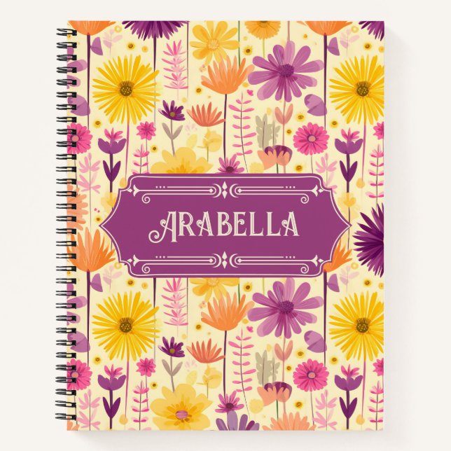 Cuaderno Arabella Cascading Moderno Patrón Floral Deluxe (Anverso)