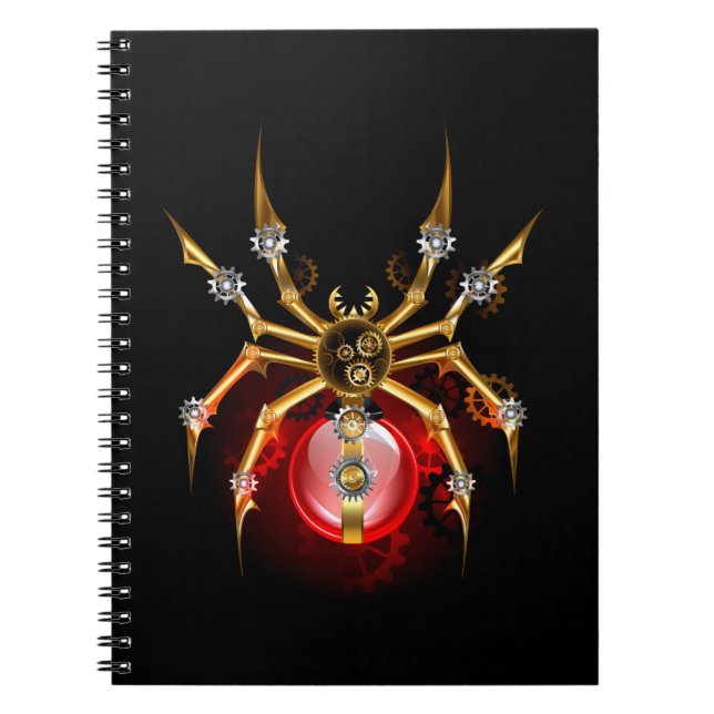 Cuaderno Araña de vapor sobre negro (Frente)