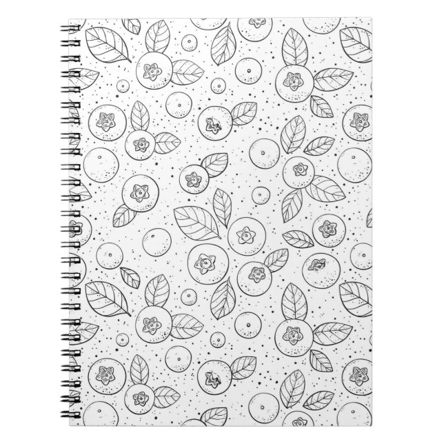 Cuaderno Arándanos azules en blanco y negro (Frente)