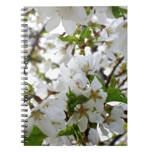 Cuaderno Árbol blanco florido Flores (Frente)