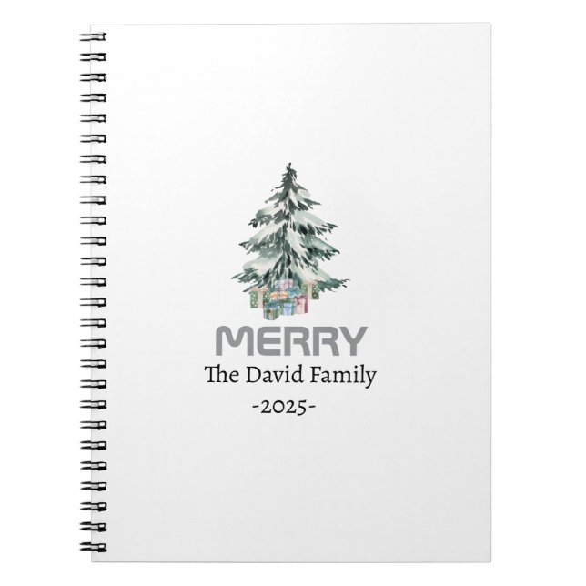 Cuaderno Arbol botánico de pino de nieve de cereza (Frente)