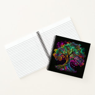 Cuaderno Árbol Colorido de Luciérnagas Arcoíris Arte Modern