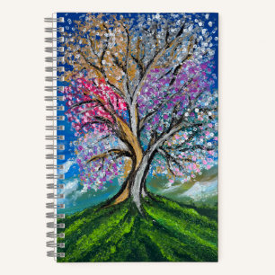 Cuaderno Árbol Colorido - obra de arte hecha a mano