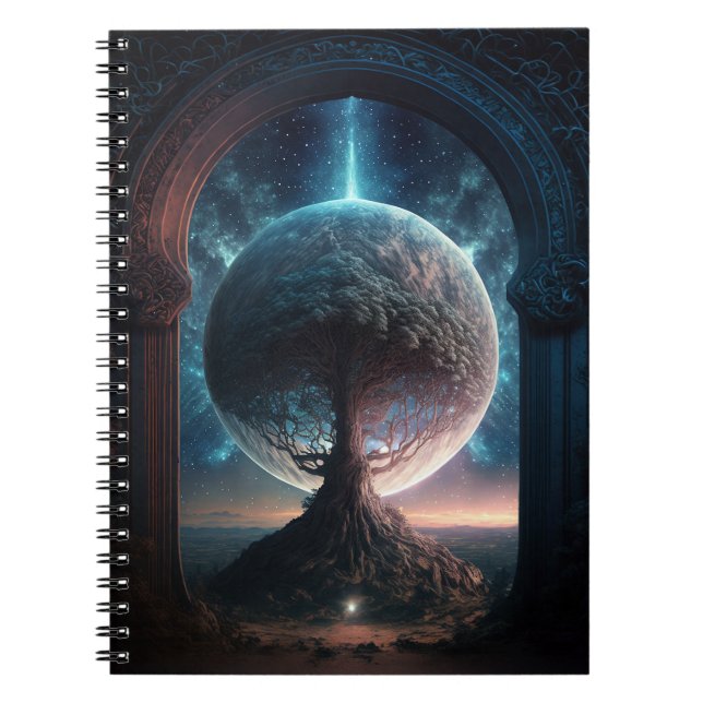 Cuaderno Árbol cósmico Universo Surreal Fantasía Arte (Frente)