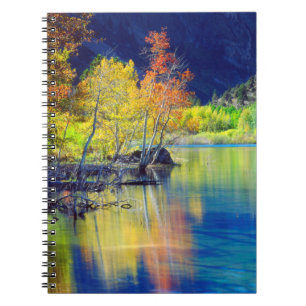 Cuaderno Árbol de Aspen en otoño reflejándose en el lago Gr