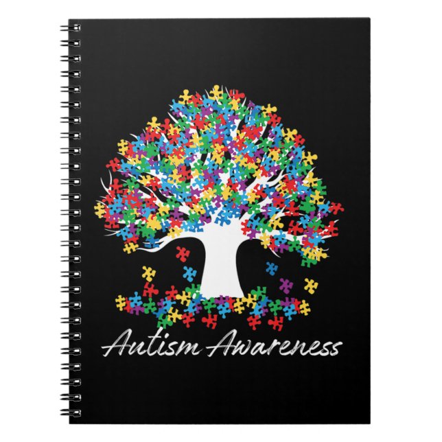 Cuaderno Árbol De Autismo Mes De Conciencia Vida Hombres AS (Frente)