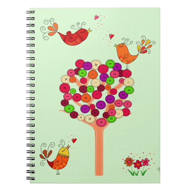 Cuaderno Árbol de botones naranja (Frente)