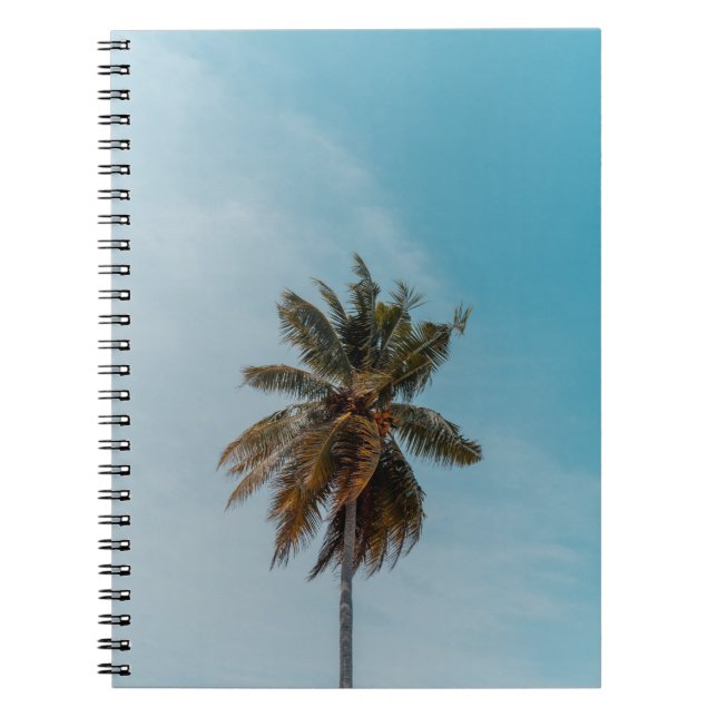 Cuaderno Árbol de coco verde bajo cielo azul (Frente)