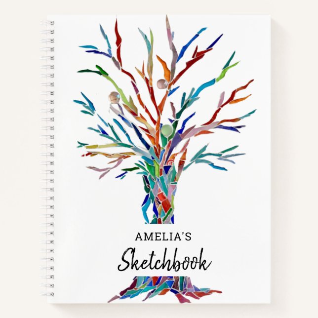 Cuaderno Árbol de color arcoiris personalizado (Anverso)