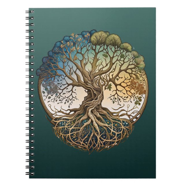 Cuaderno Árbol de cuatro estaciones de vida Fantasía de nud (Frente)