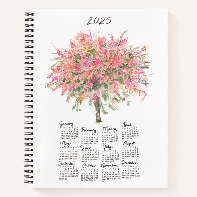 Cuaderno Árbol de ducha arco iris del calendario 2025 (Anverso)