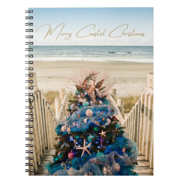 Cuaderno Árbol de feriados tropical de playa para Navidades (Frente)