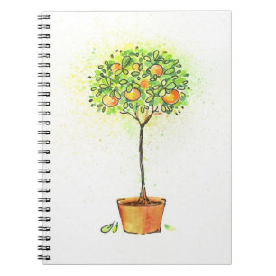 Cuaderno Árbol de fruta cítrica pintado de la acuarela en