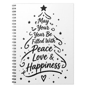 Cuaderno Árbol de la Bendición del Año Nuevo Paz Amor Felic