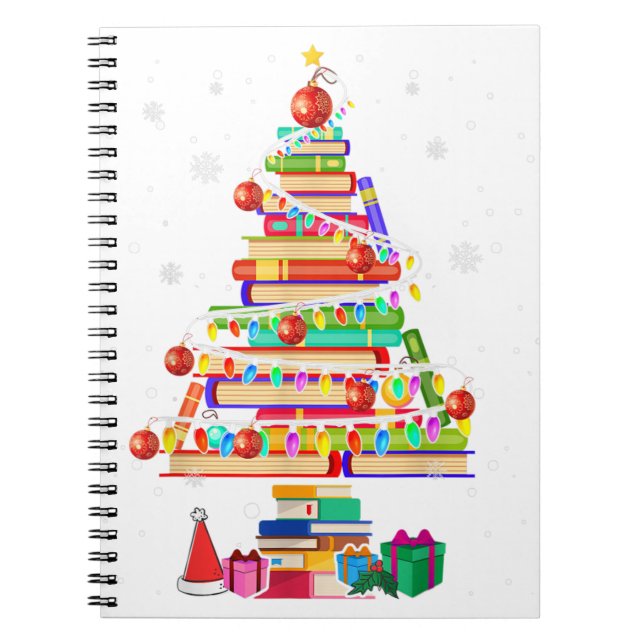 Cuaderno Árbol de la biblioteca de navidad adorable amante  (Frente)