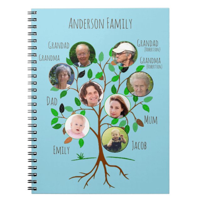 Cuaderno Árbol de la foto de familia inmediata (Frente)