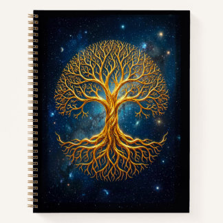 Cuaderno Árbol de la Vida Azul Bioluminiscente Fantasía Mág