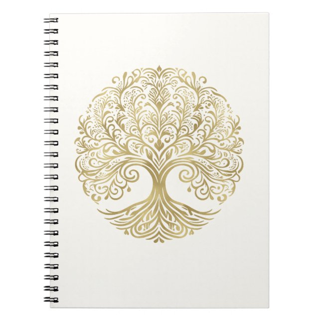 Cuaderno Árbol de la Vida Crema y Oro Boda Celta (Frente)