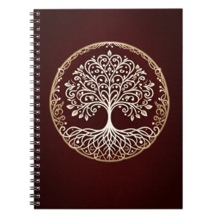 Cuaderno Árbol de la Vida Rústico Rojo Oscuro Celta